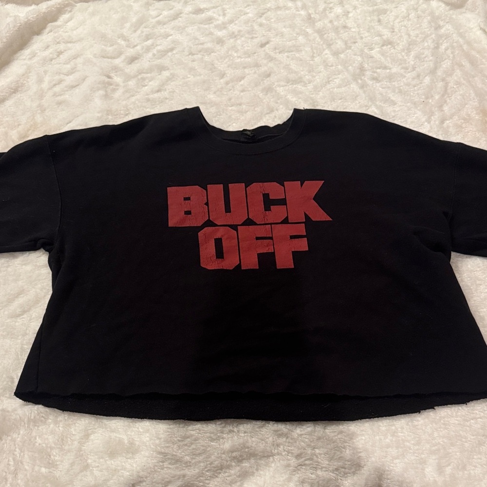 Black Crop Top with Red Graphic